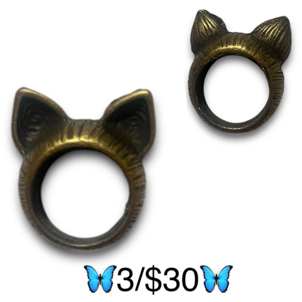 Bronze Cat Ears Statement Ring, Size 6